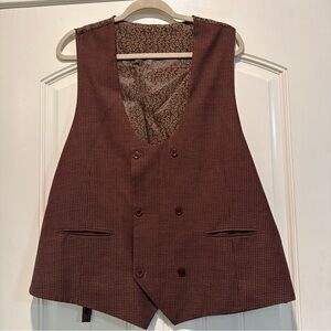 Elegant Double-Breasted Brown Wool Vest